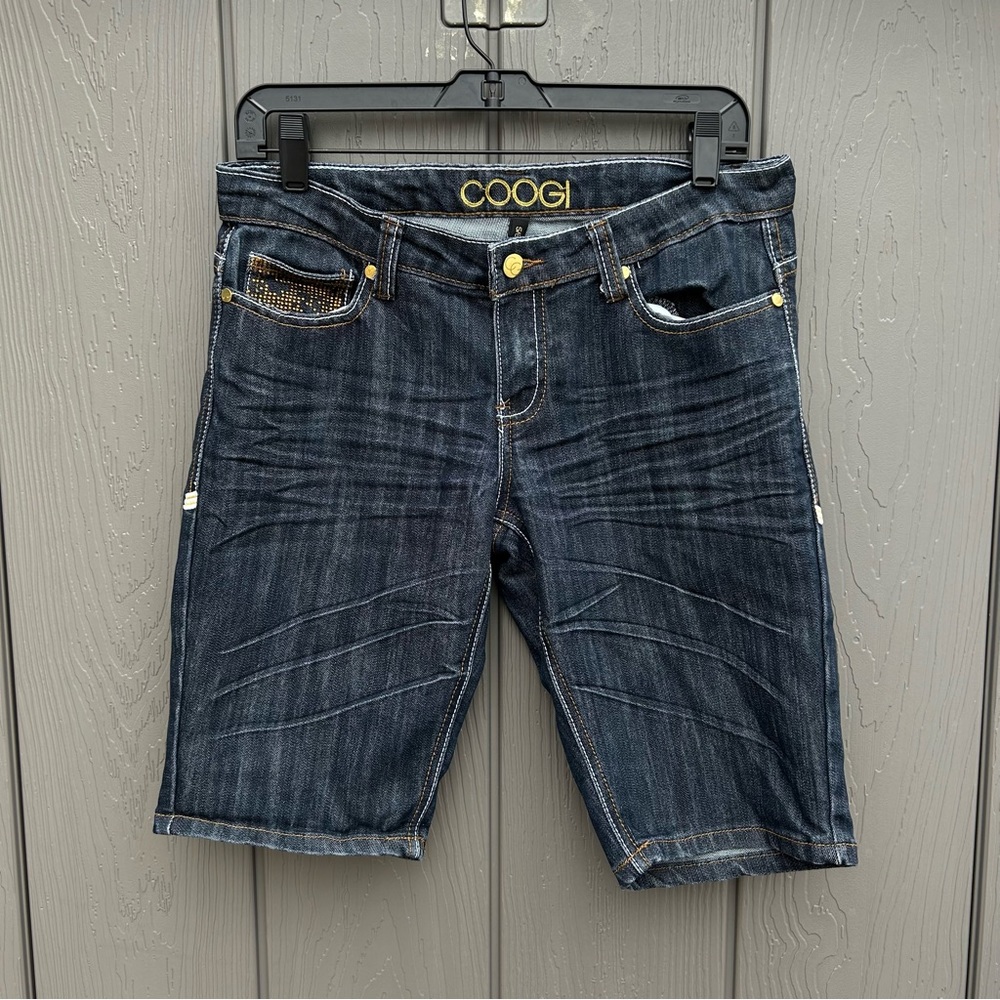 Coogi Early 2000s Y2K Era Biker Short Length Denim Capris Junior’s Size 5/6 Blue